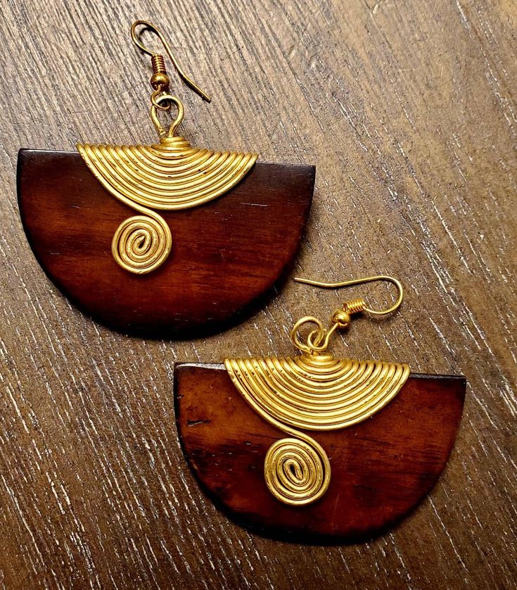 Brown African bone earring