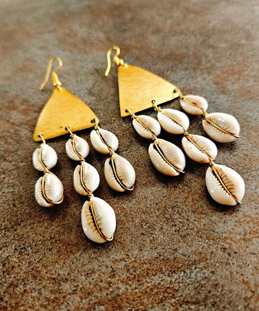 Triangular Cowrie Earrings
