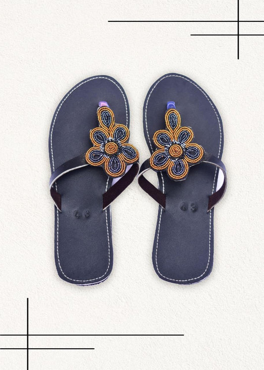 Blue floral beaded Maasai Sandals