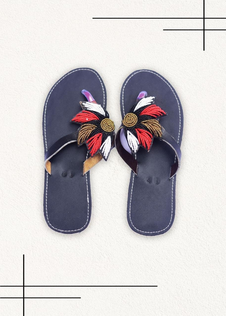 Feathered beaded Maasai Sandals