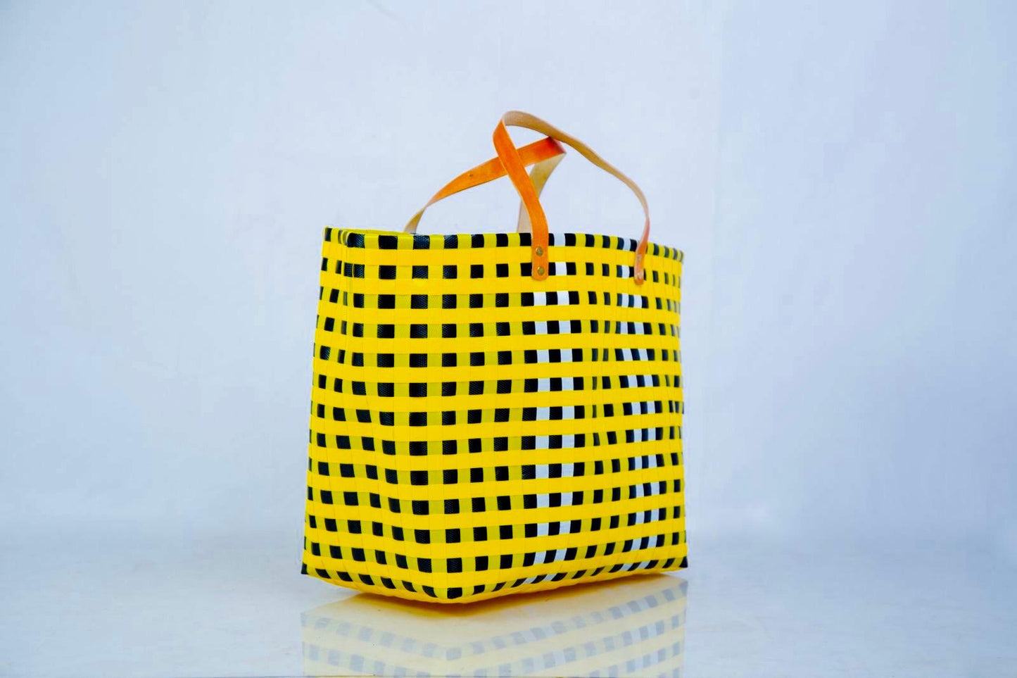 Yellow Woven Recycled Tote Bag