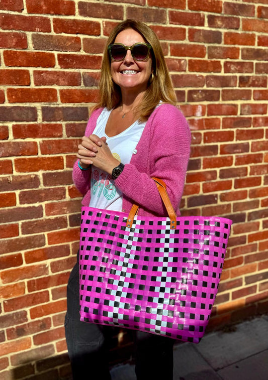 Pink Woven Recycled Tote bag