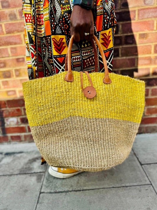 Mustard Leather Hand-woven Bag
