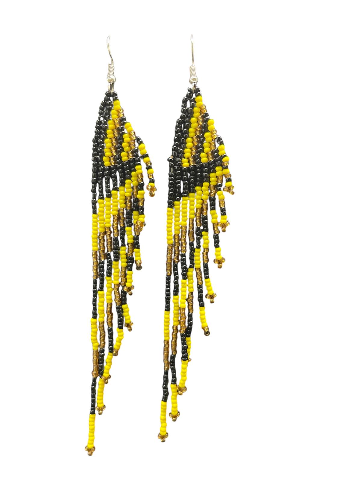 Yellow/Black Beaded Earring