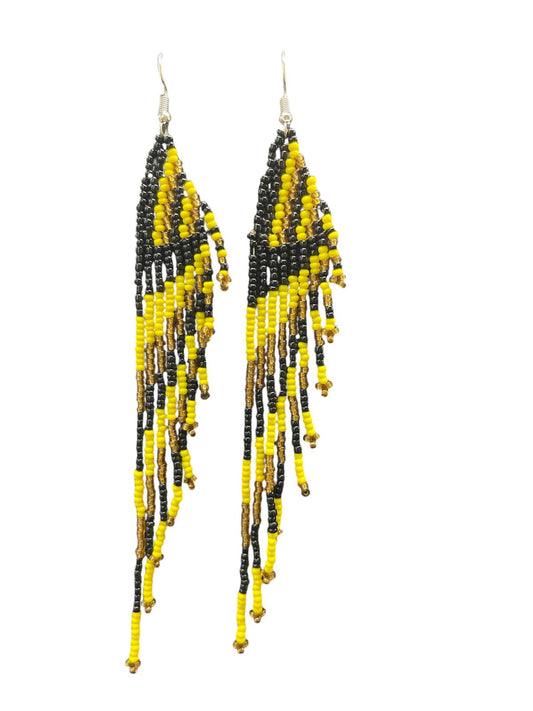 Yellow/Black Beaded Earring