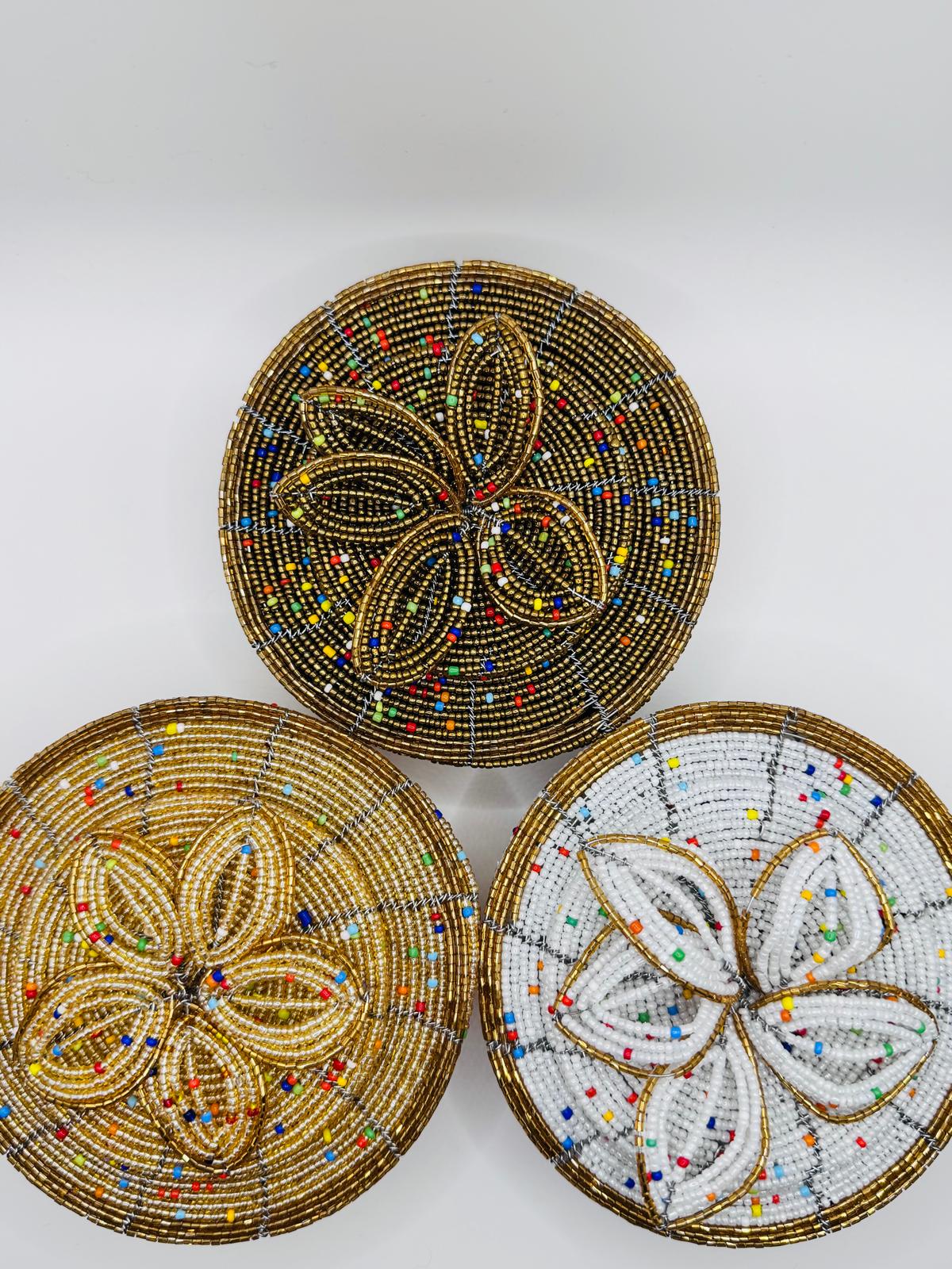 Golden Brown Beaded Jewel Box