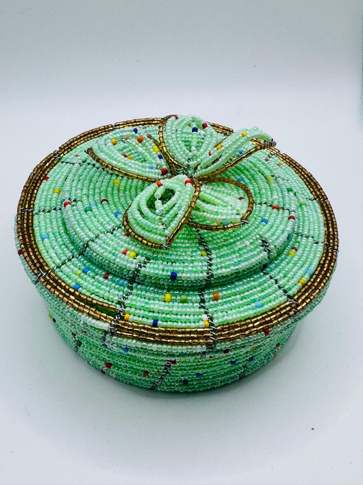 Aqua Beaded Jewel Box