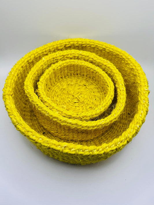 Yellow Woven Basket Set