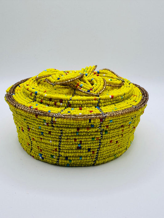 Yellow Beaded Jewel Box