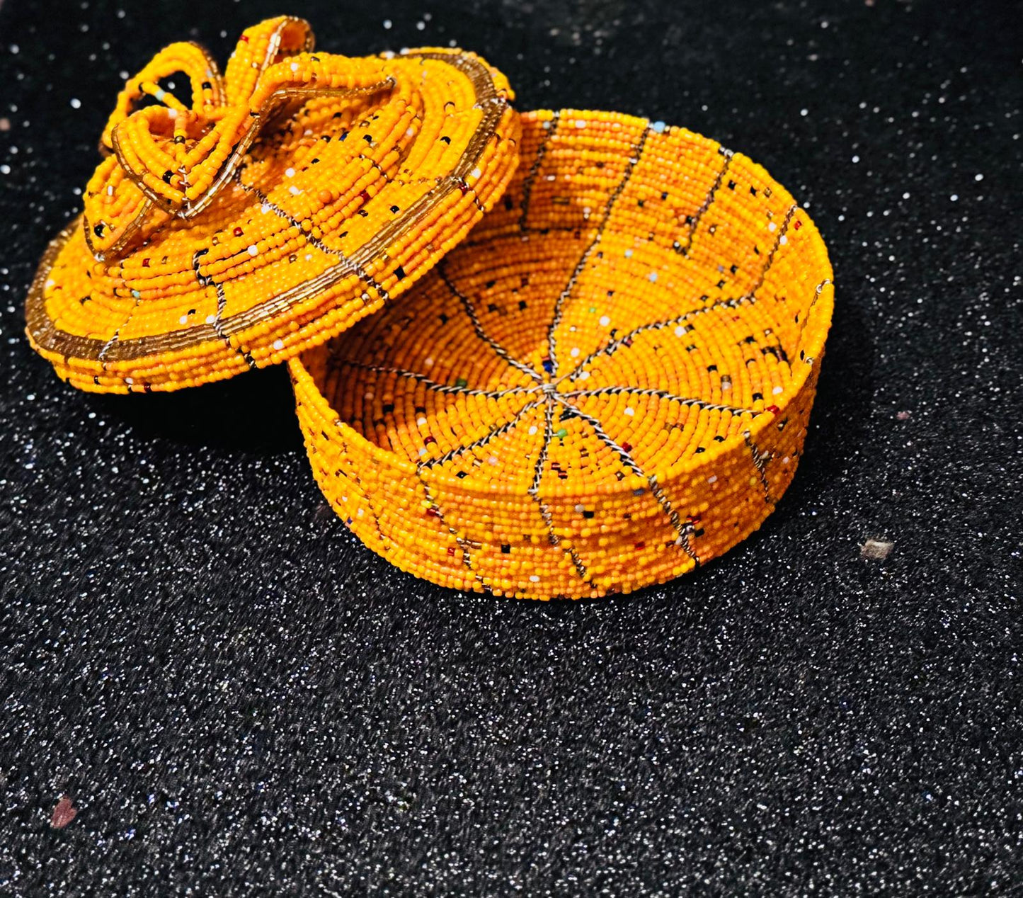 Amber Beaded Jewel Box