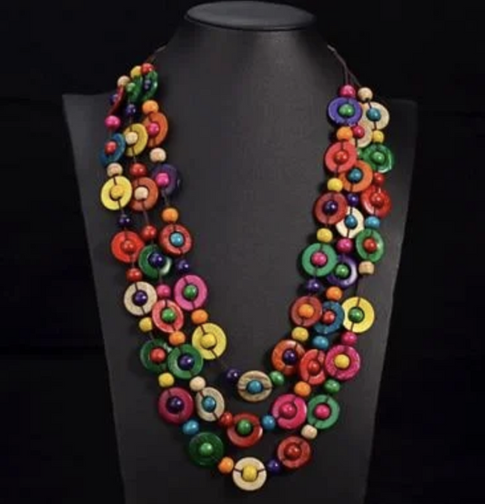 Multicoloured Orbital Beaded Necklace