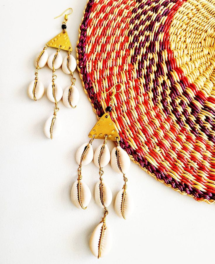 Triangular Cowrie Earrings