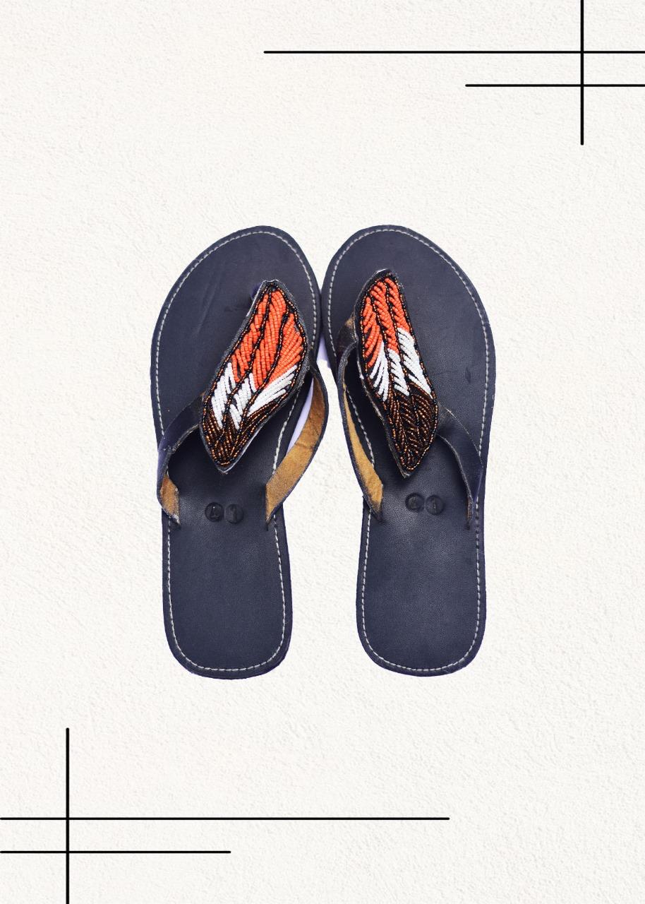 Feather beaded Maasai Sandals