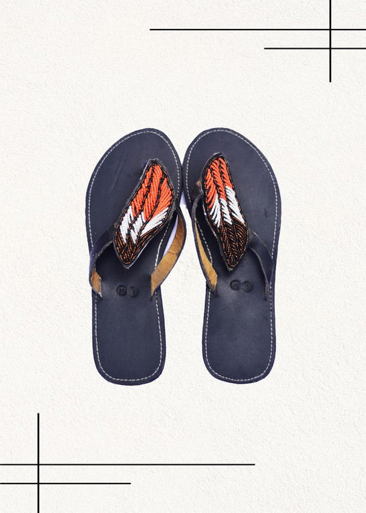 Feather beaded Maasai Sandals