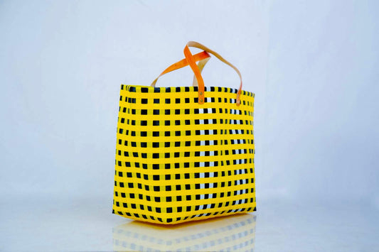Yellow Woven Recycled Tote Bag
