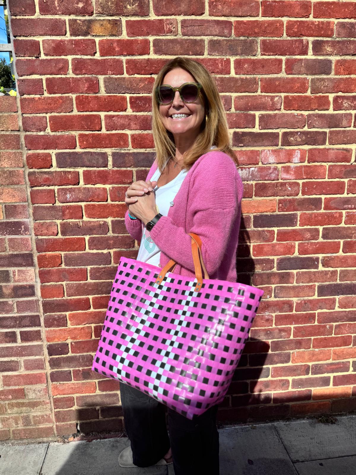 Pink Woven Recycled Tote bag