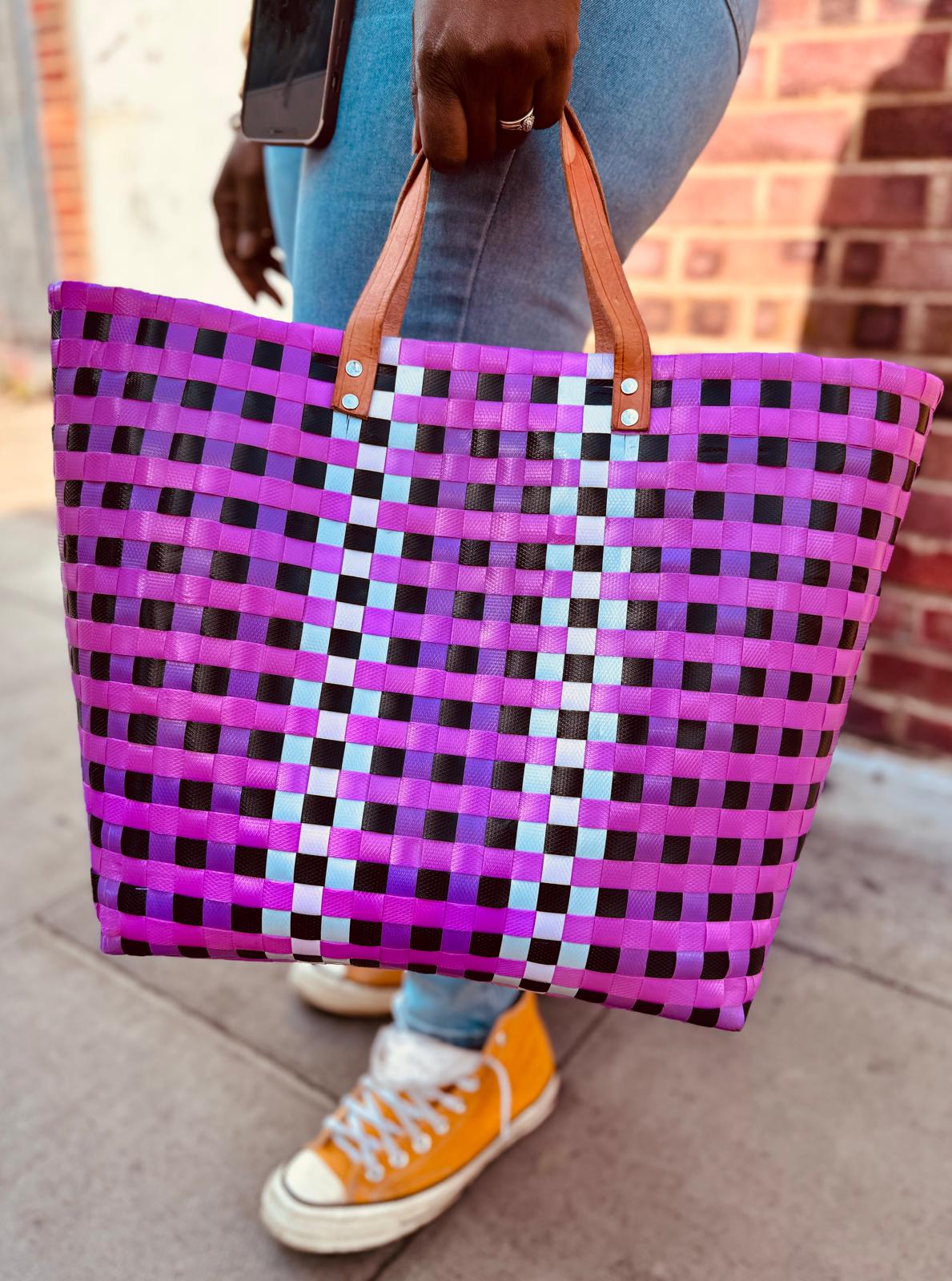 Pink Woven Recycled Tote bag