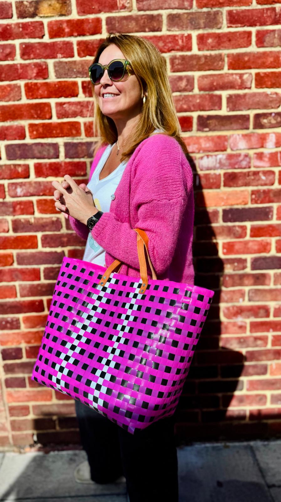 Pink Woven Recycled Tote bag