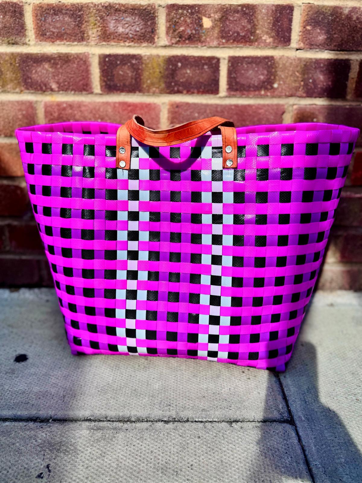 Pink Woven Recycled Tote bag