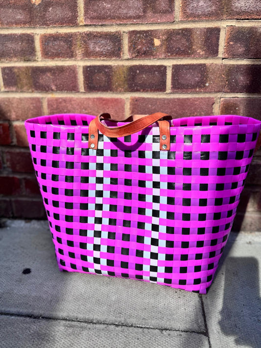 Pink Woven Recycled Tote bag