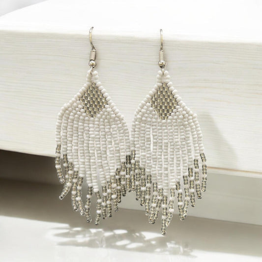 Clear white Drop African Beaded Earring