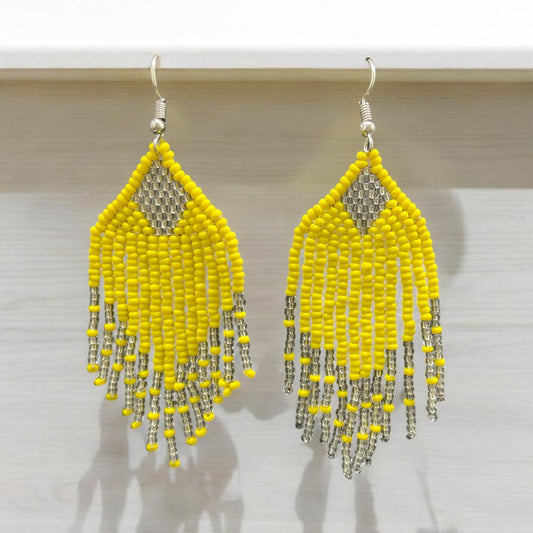 Yellow sunlight Drop African Beaded Earring