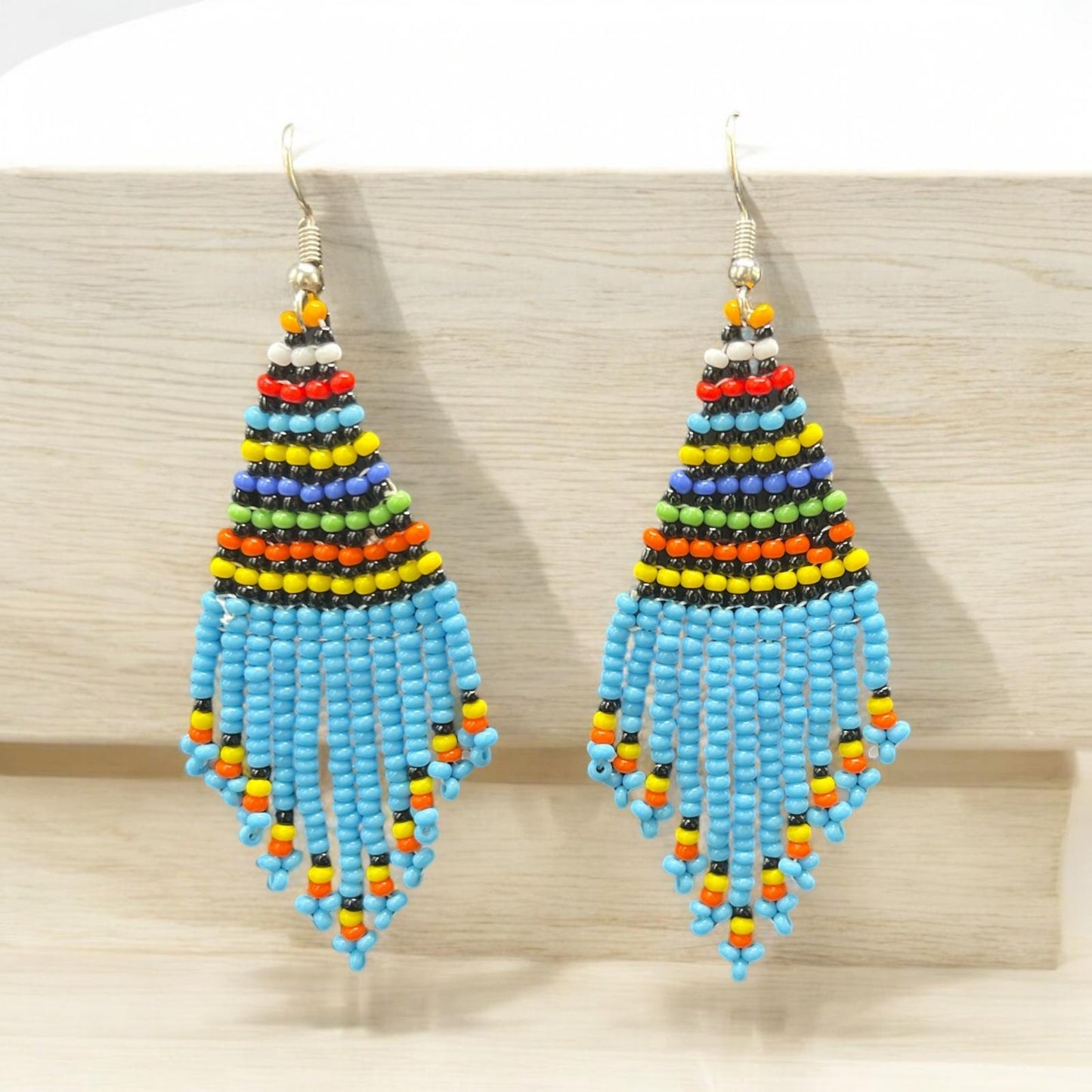 Yellow Multicoloured beaded Earring