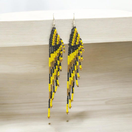 Yellow/Black Beaded Earring