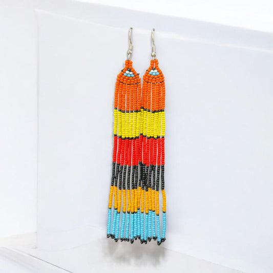 Long Multicoloured Beaded Earring