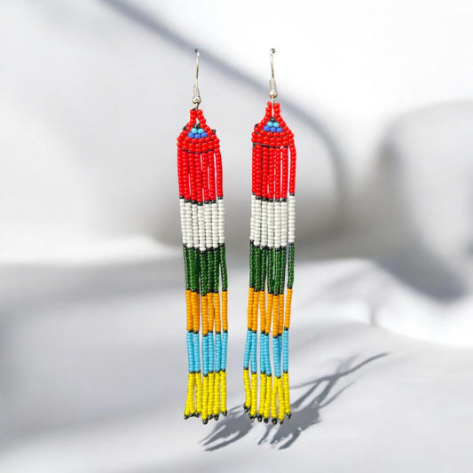 Long Multicoloured Beaded Earring