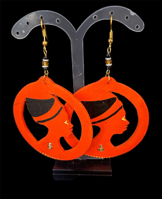 African Orange wooden Earring