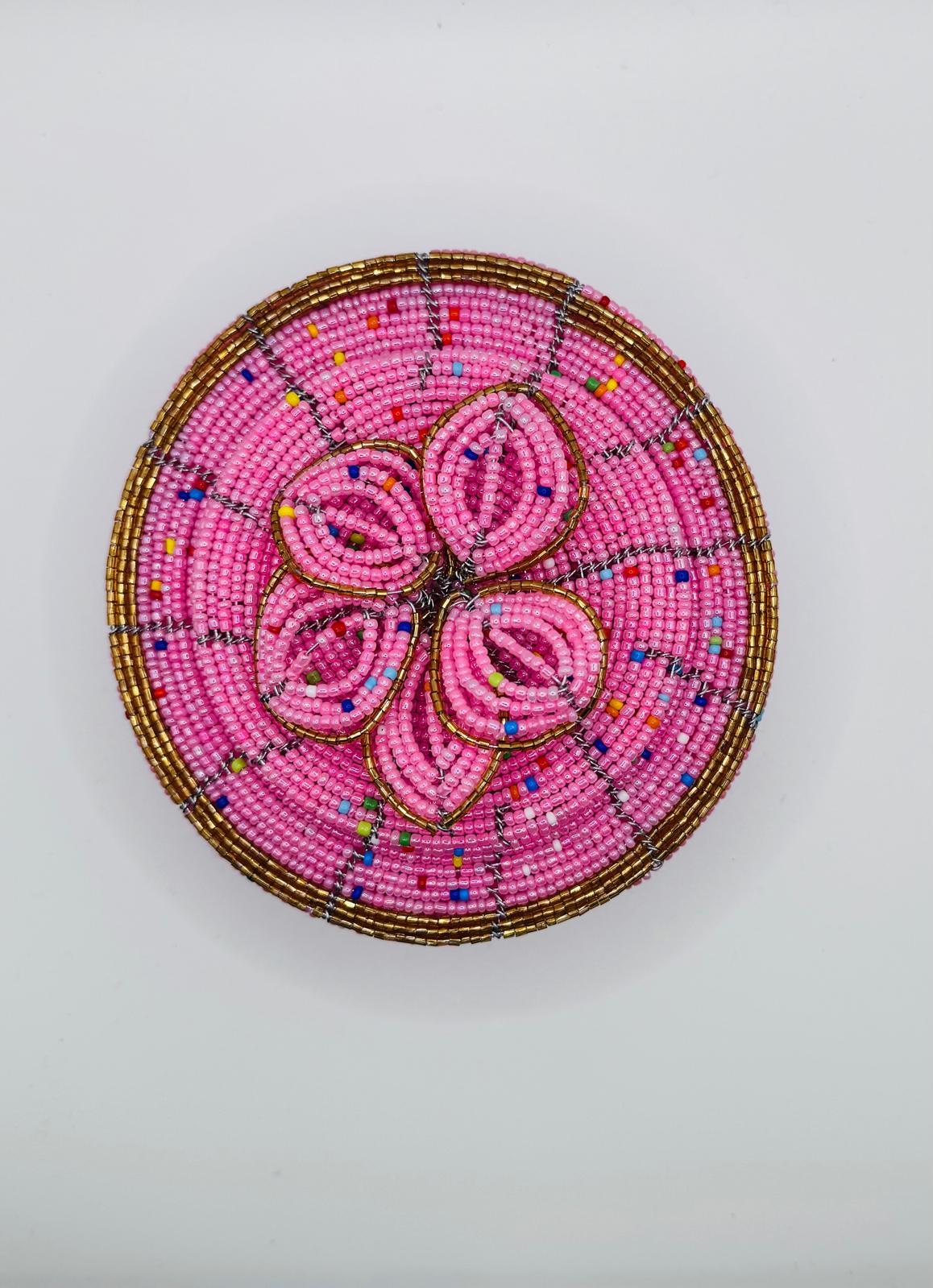 Floral Pink Beaded Jewel Box