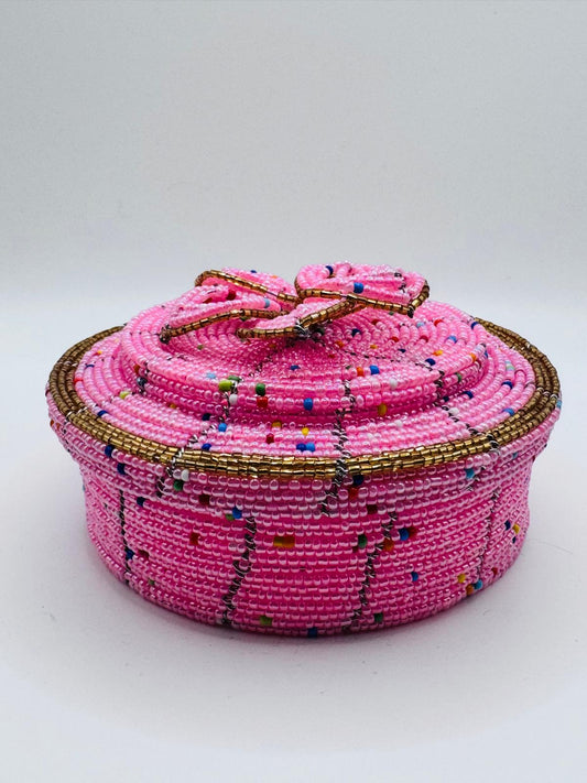Floral Pink Beaded Jewel Box