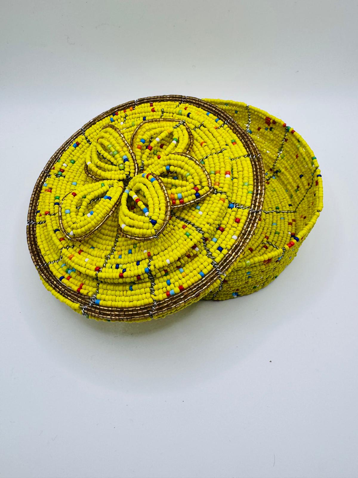 Yellow Beaded Jewel Box