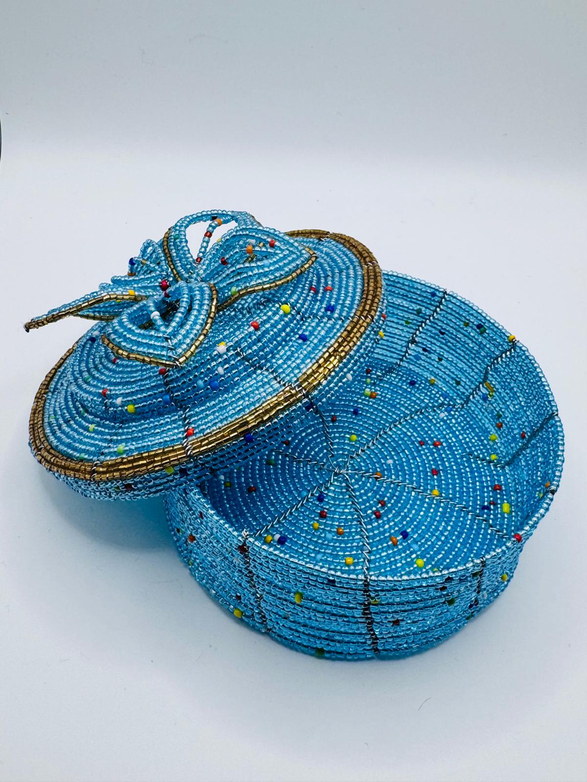 Ocean Blue Beaded Jewel Box