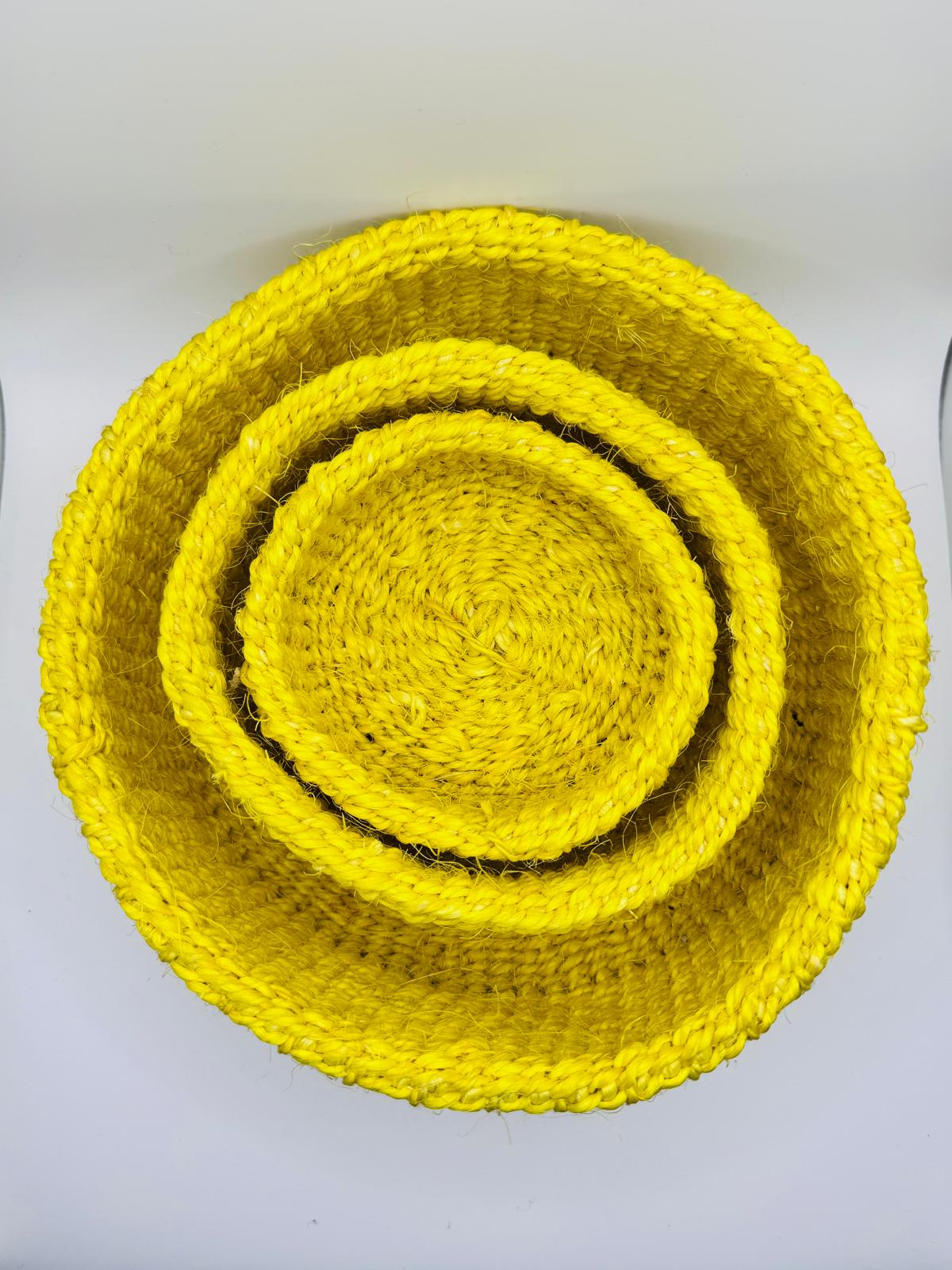 Yellow Woven Basket Set