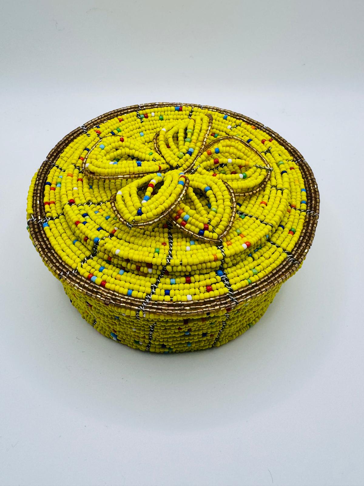 Yellow Beaded Jewel Box