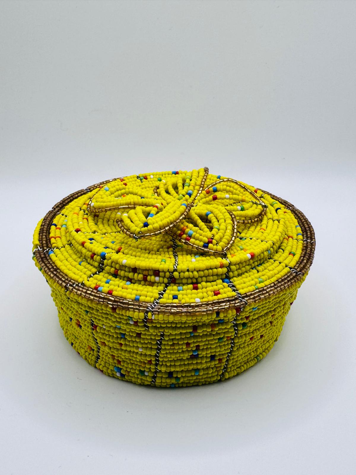Yellow Beaded Jewel Box