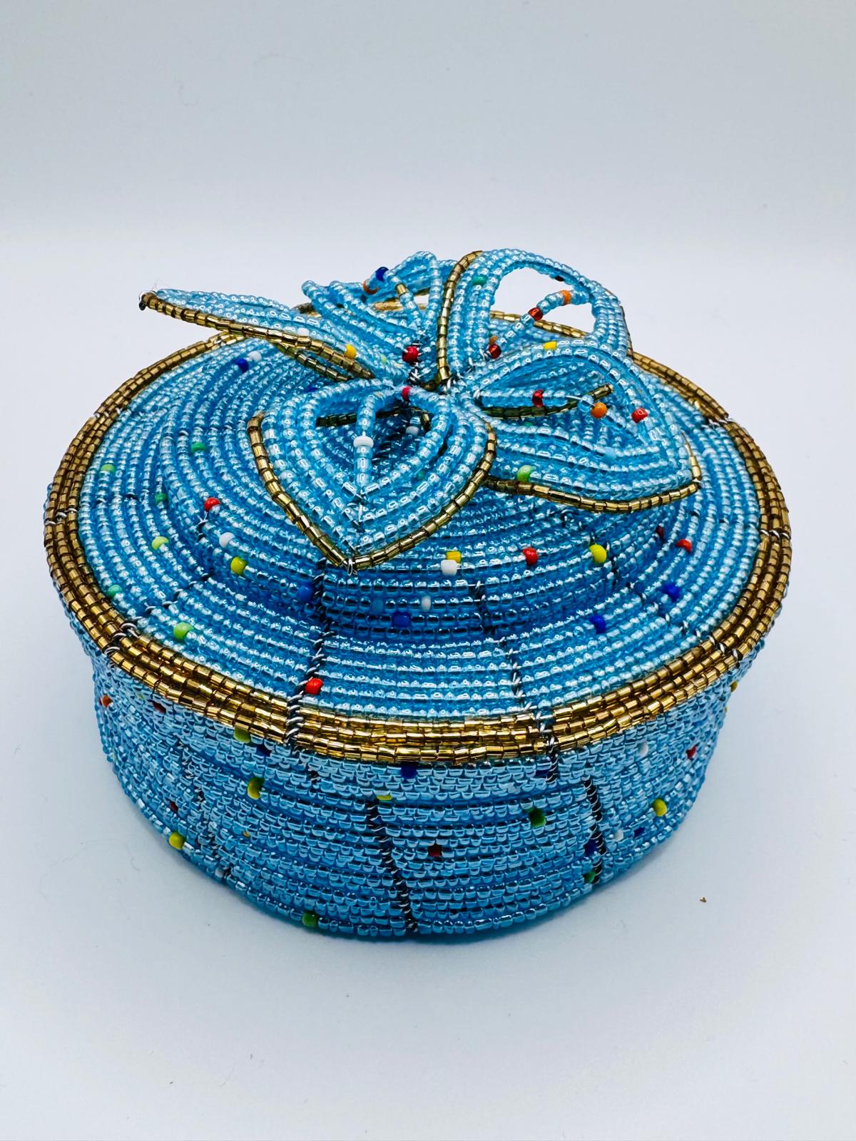 Ocean Blue Beaded Jewel Box