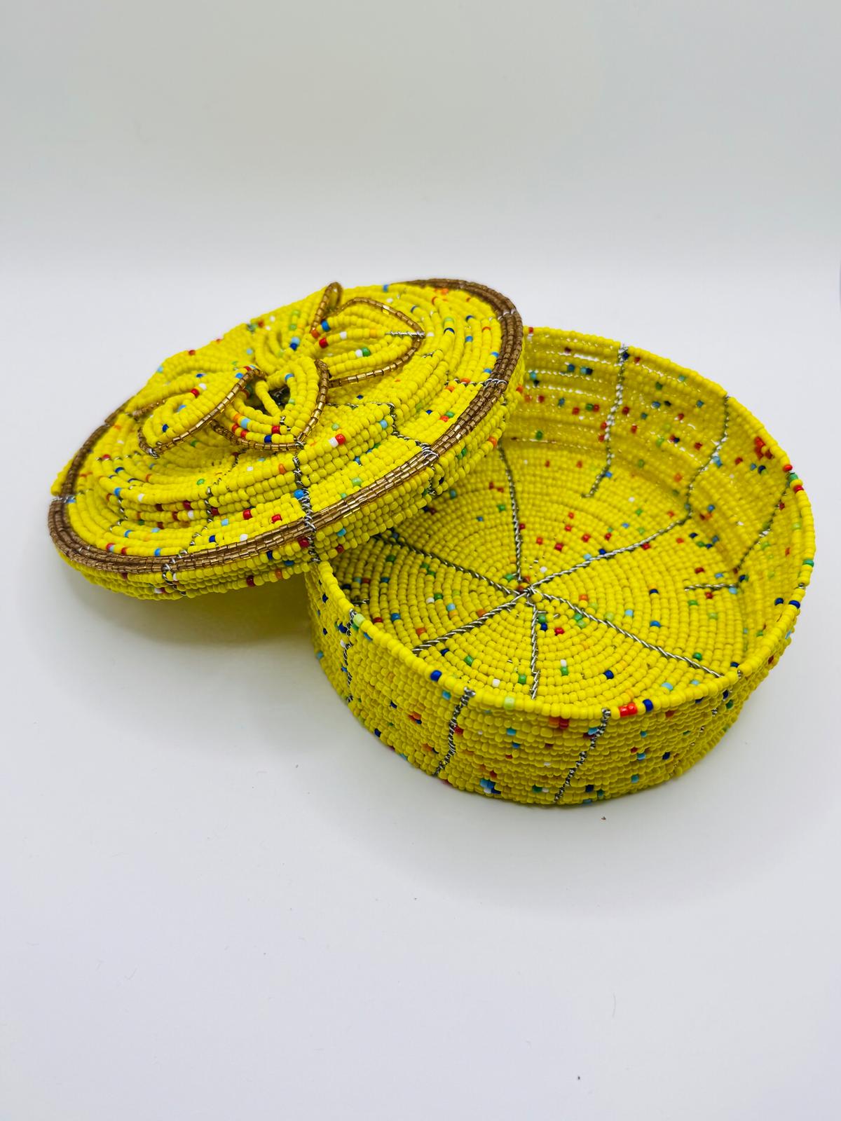 Yellow Beaded Jewel Box