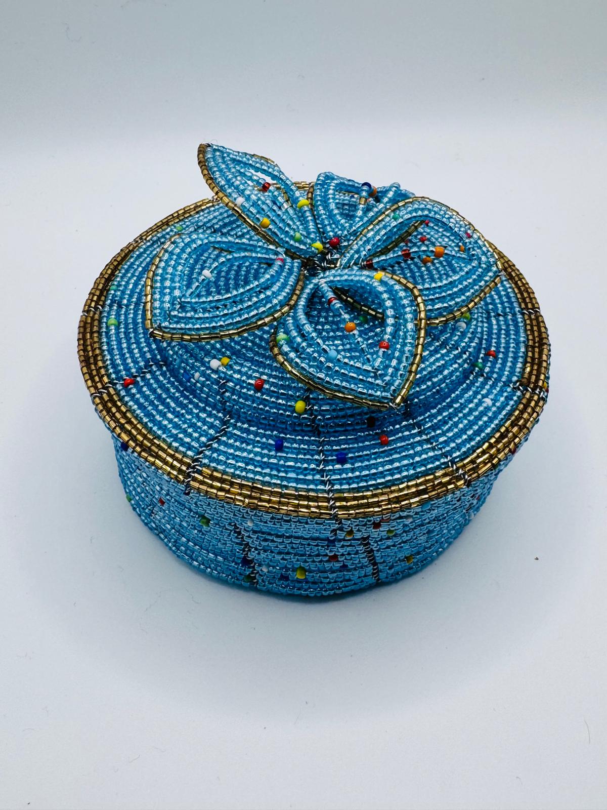 Ocean Blue Beaded Jewel Box