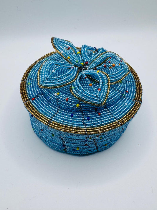 Ocean Blue Beaded Jewel Box