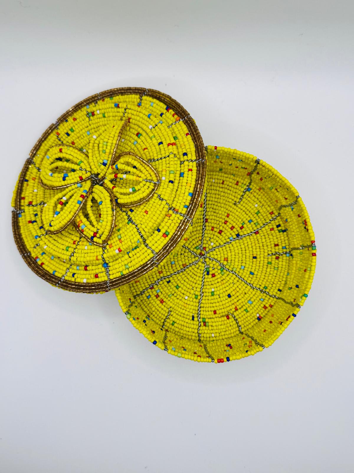 Yellow Beaded Jewel Box