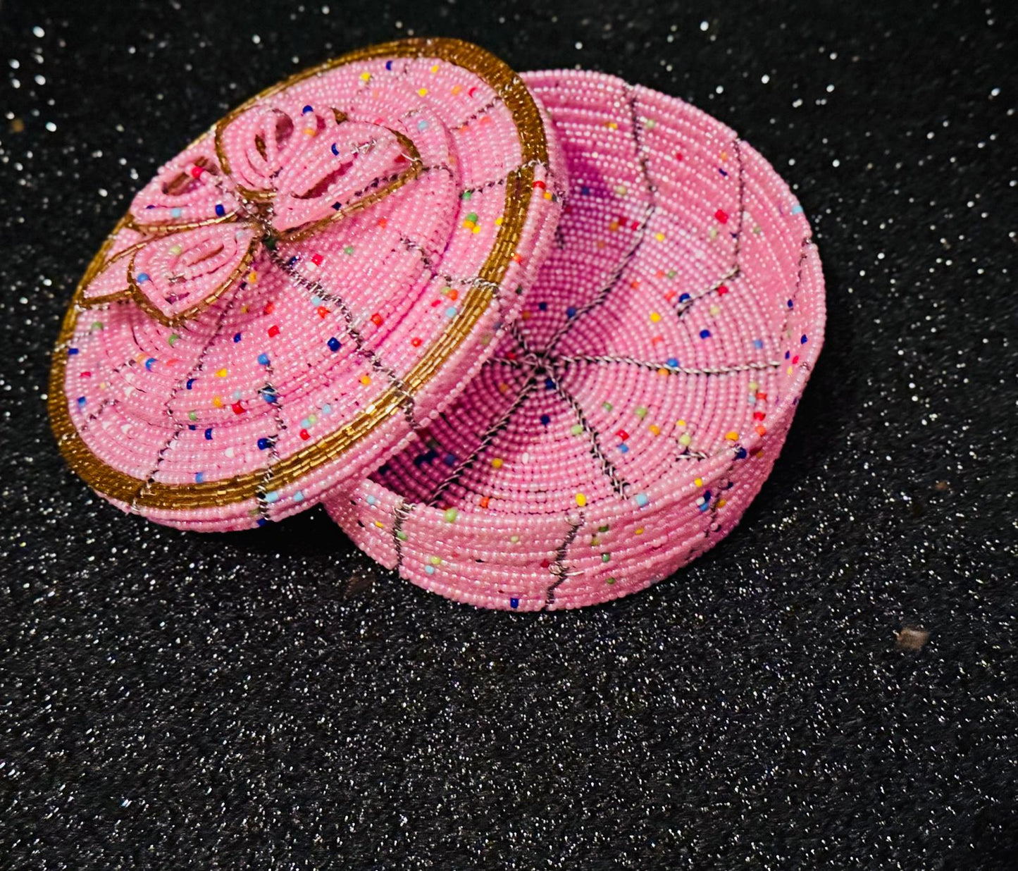 Floral Pink Beaded Jewel Box