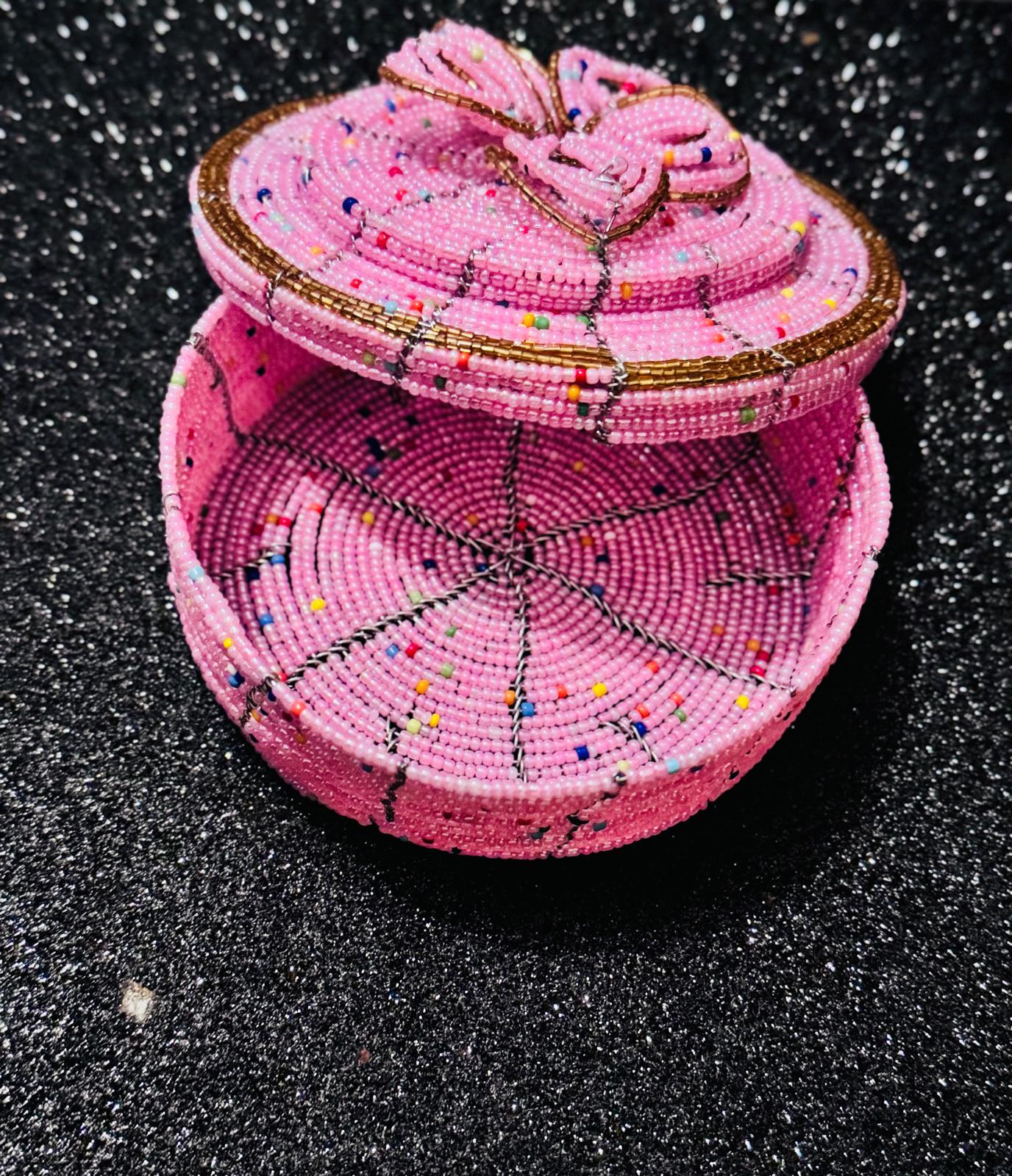 Floral Pink Beaded Jewel Box