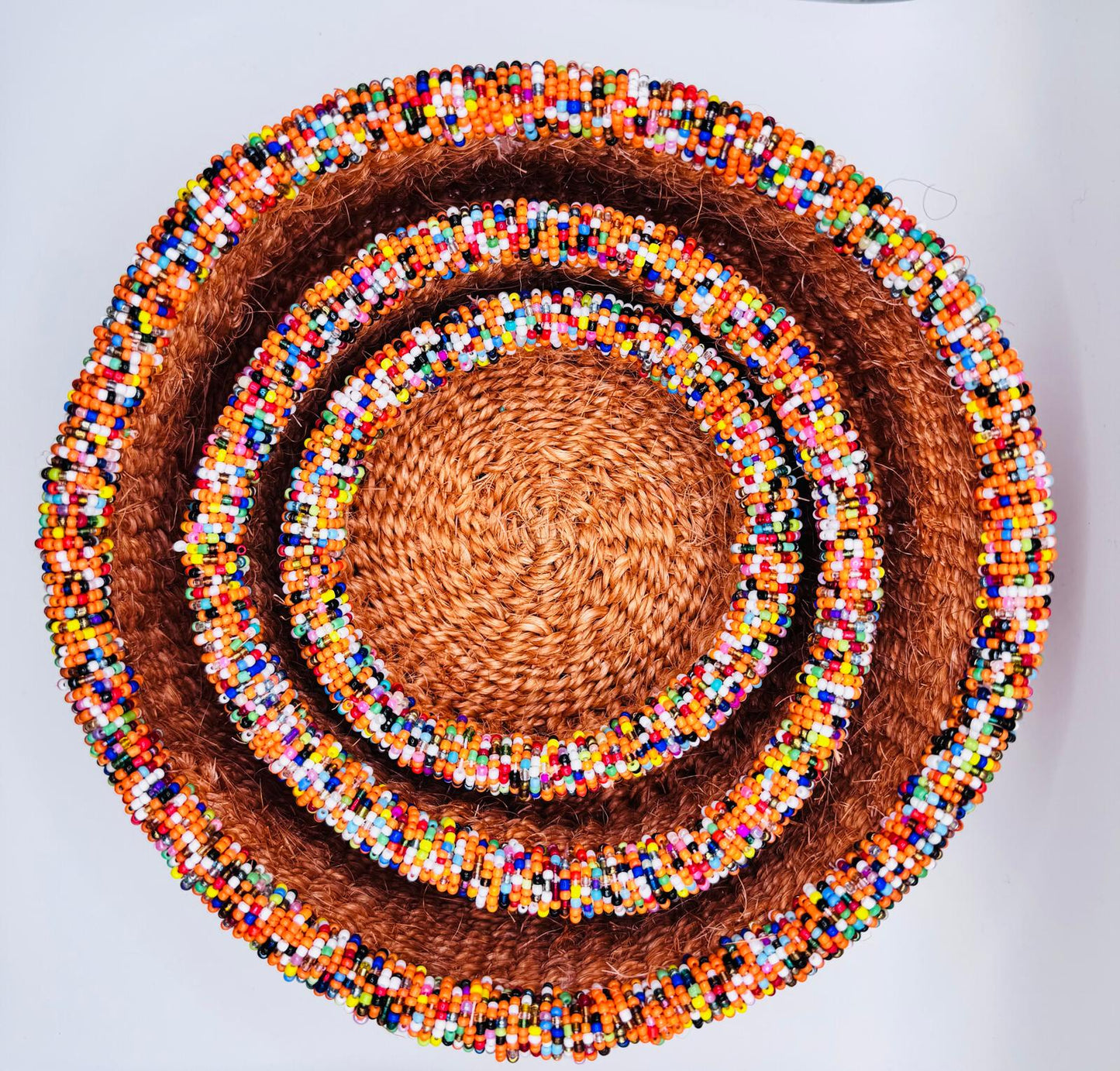 Amber Beaded Woven Basket Set