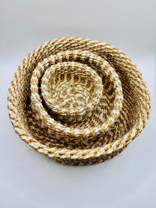Creamy Brown Woven Basket Set