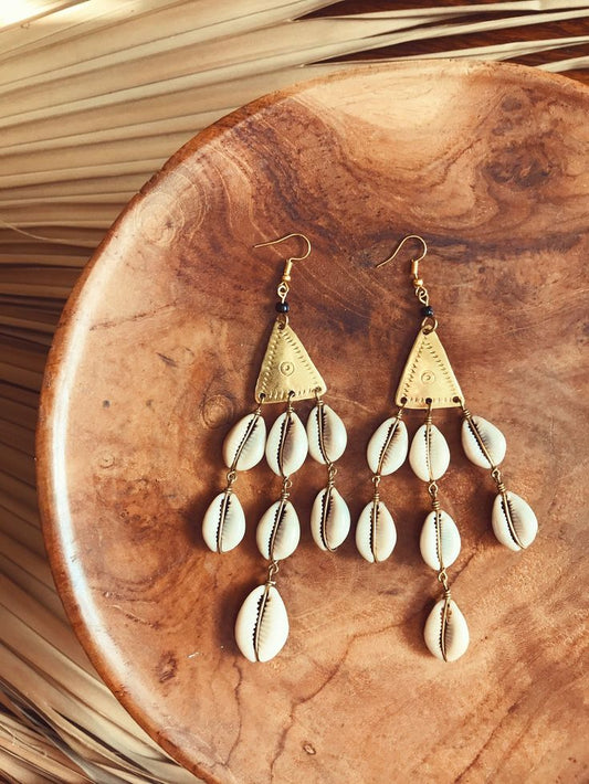 Triangular Cowrie Earrings