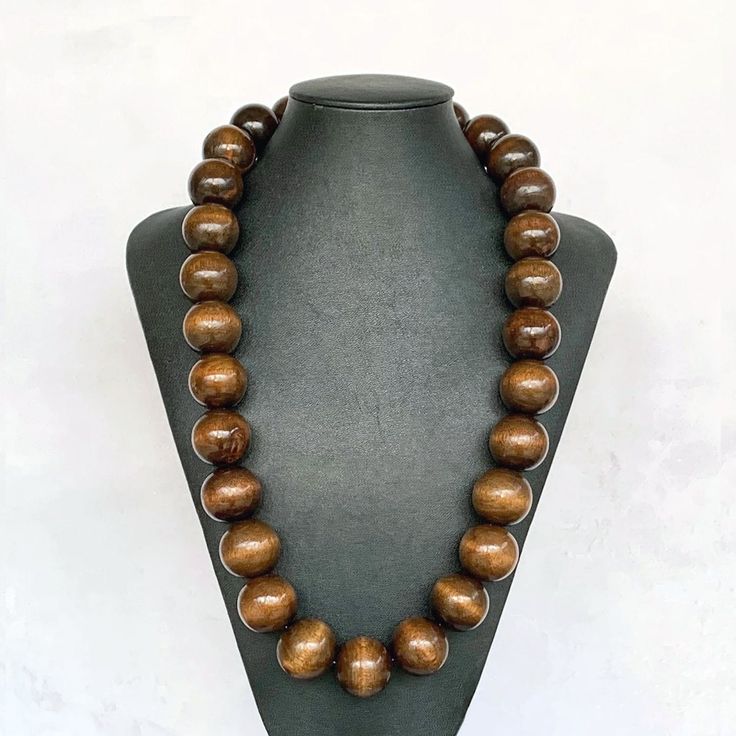 Brown Wooden Beaded Necklace