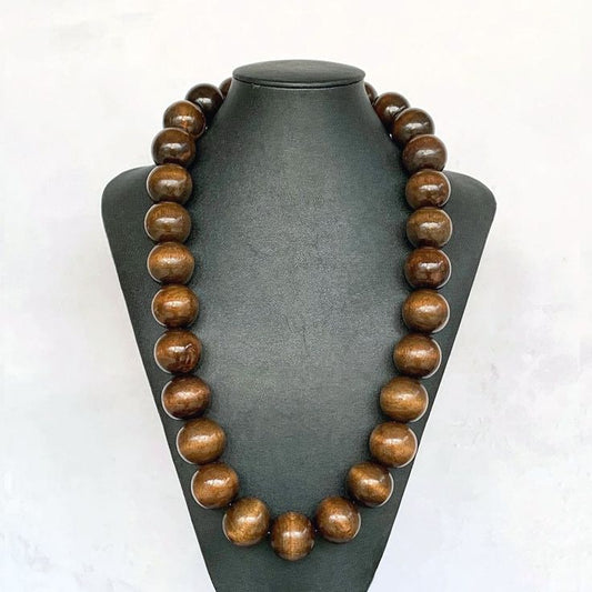 Brown Wooden Beaded Necklace